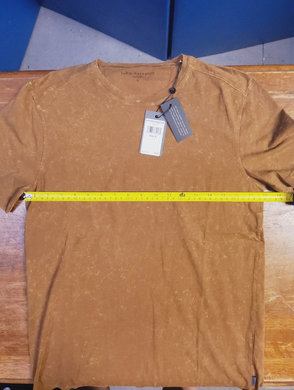 John Varvatos Men's Mineral-Wash Rust Brown Short Sleeve Tee